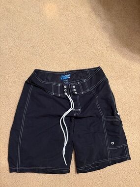 Black Women's Cover-up Swim Shorts with Contrast Stitching